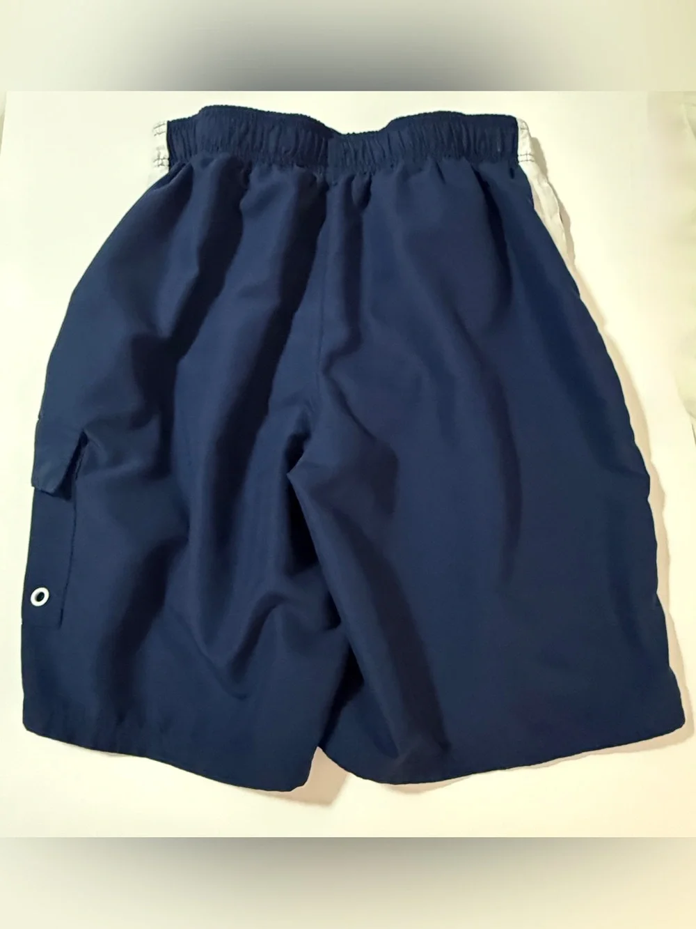 Boys Nike Navy Blue Athletic Shorts with White Stripe, Size M